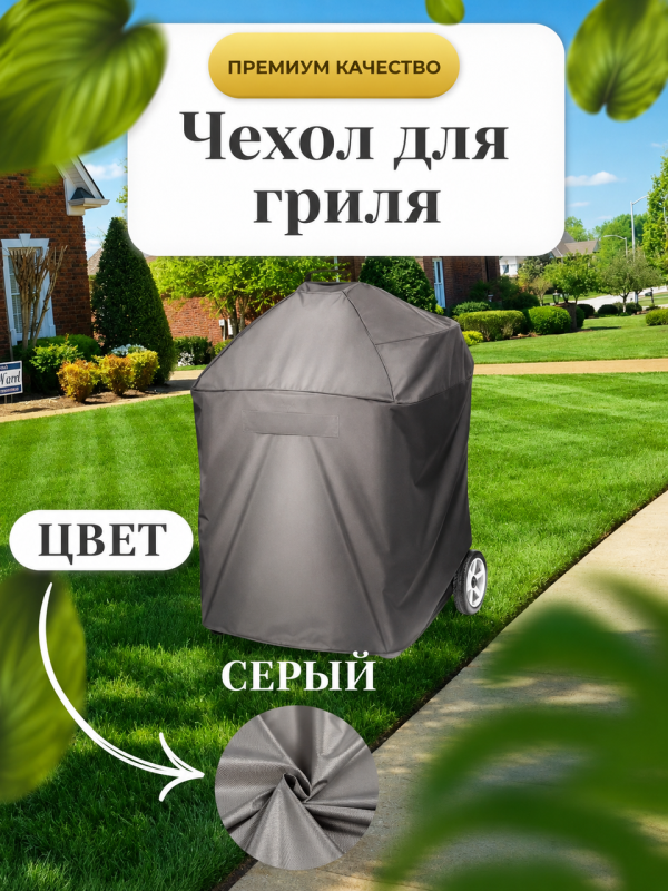 Чехол для гриля серый 80 см