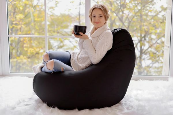 Купить чёрное кресло грушу из оксфорда