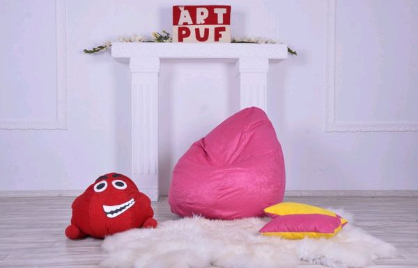Кресло груша Розовая из велюра